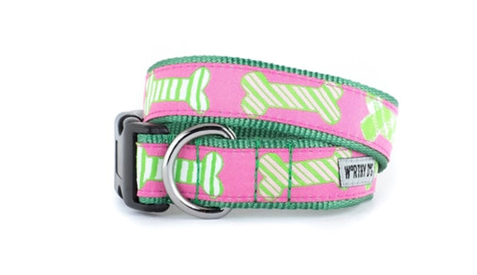 Preppy Bones Pink Collar & Lead Collection